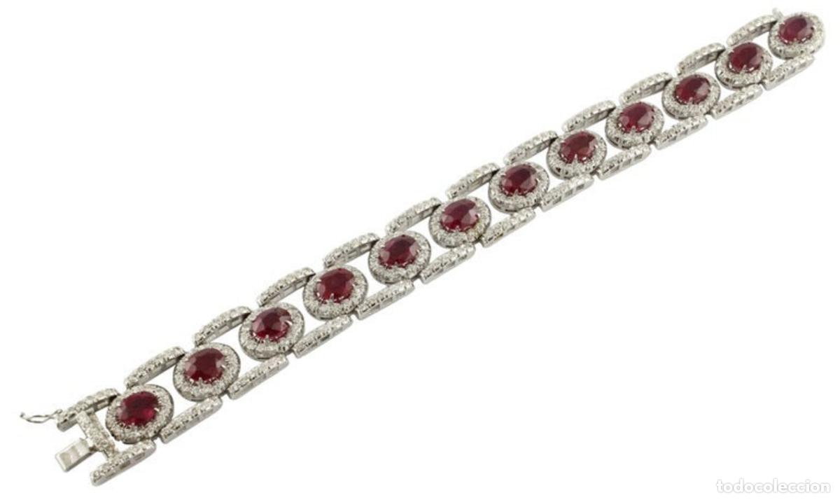 Joyeria: Pulsera de eslabones de oro blanco con diamantes y rub&iacute;es - Foto 4