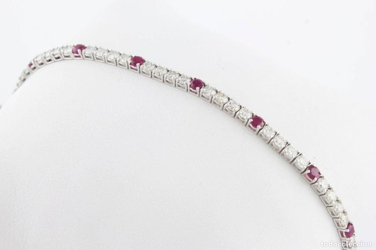 Joyeria: Pulsera de tenis de oro blanco con rub&iacute; y diamantes - Foto 3