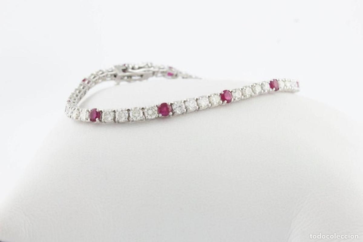 Joyeria: Pulsera de tenis de oro blanco con rub&iacute; y diamantes - Foto 4