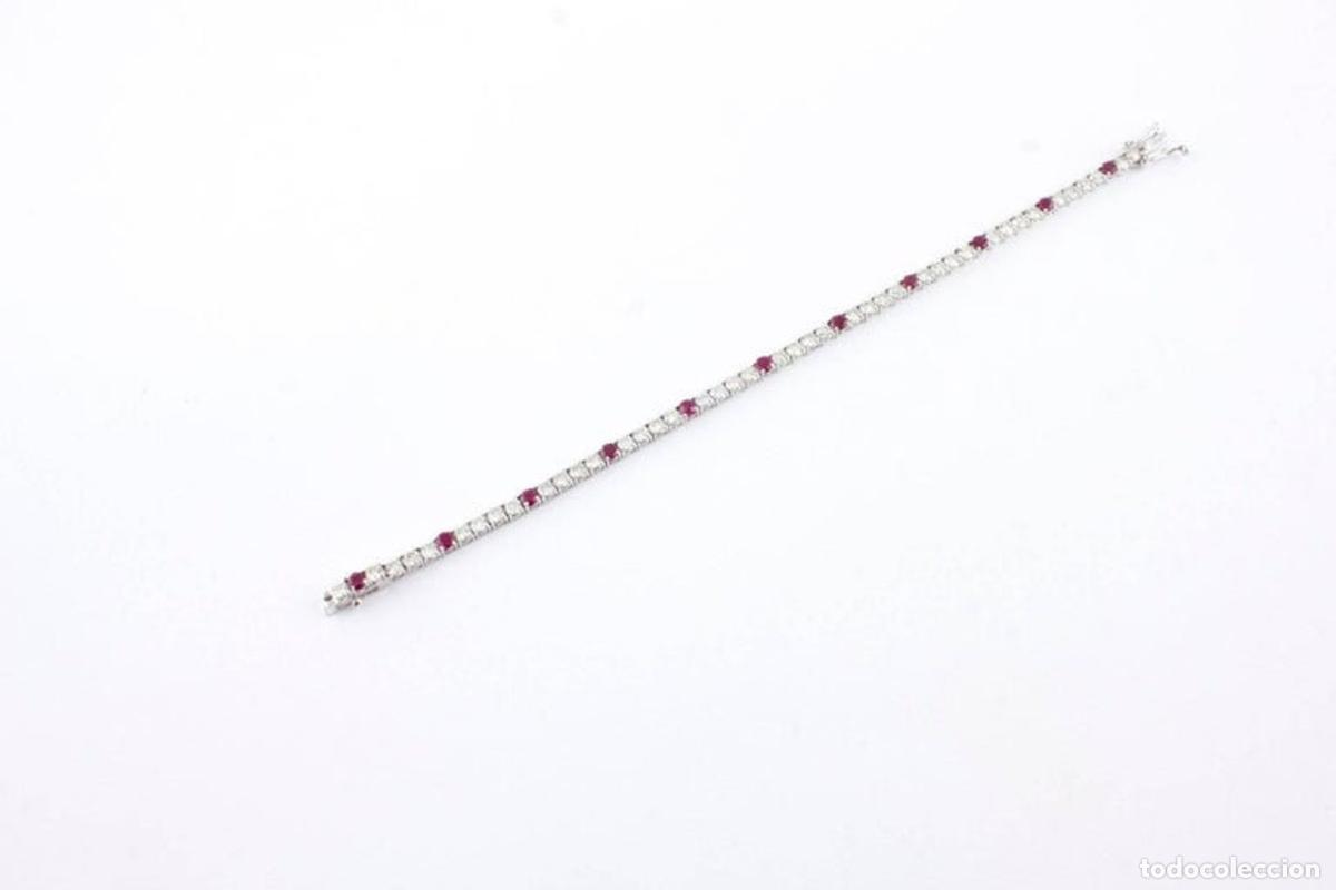 Joyeria: Pulsera de tenis de oro blanco con rub&iacute; y diamantes - Foto 6