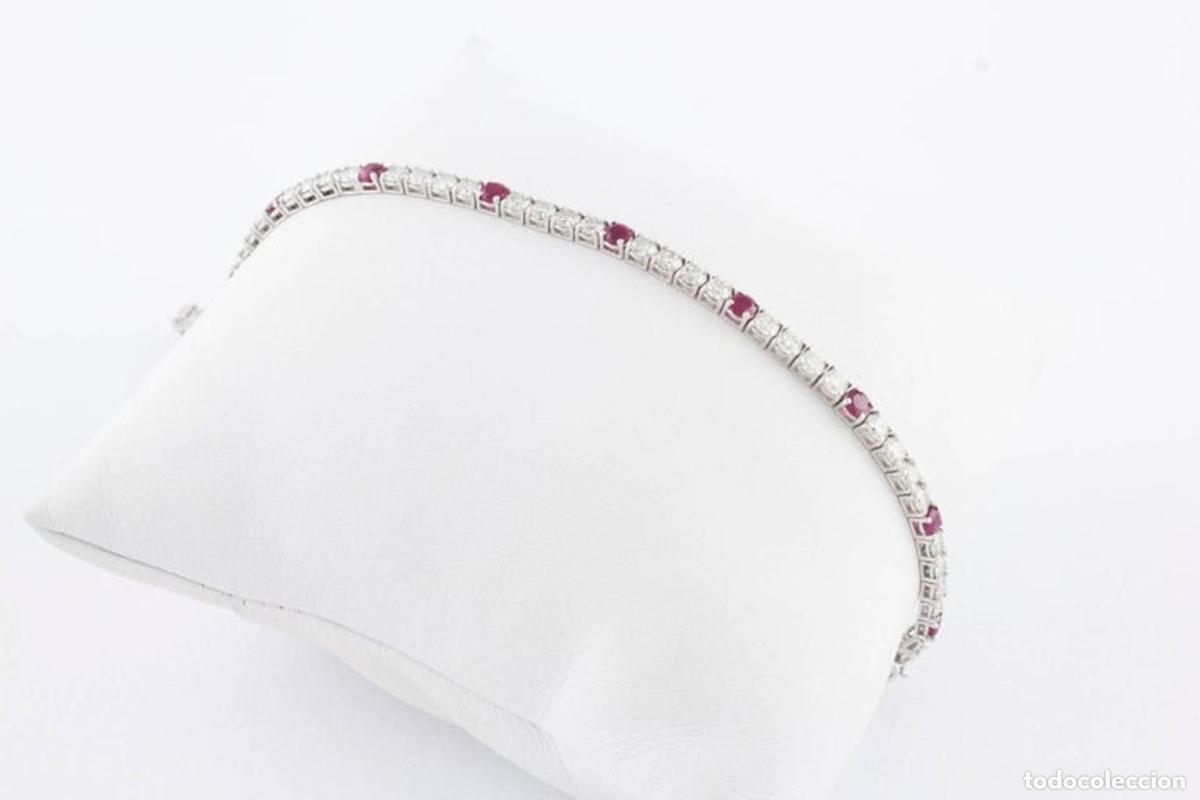 Joyeria: Pulsera de tenis de oro blanco con rub&iacute; y diamantes - Foto 7