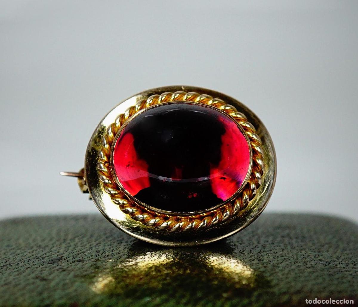 Joyeria: Broche victoriano antiguo de granate de oro - Foto 8