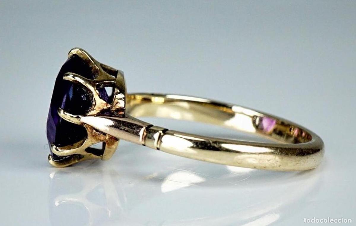Joyeria: Anillo de compromiso vintage de oro con amatista - Foto 2