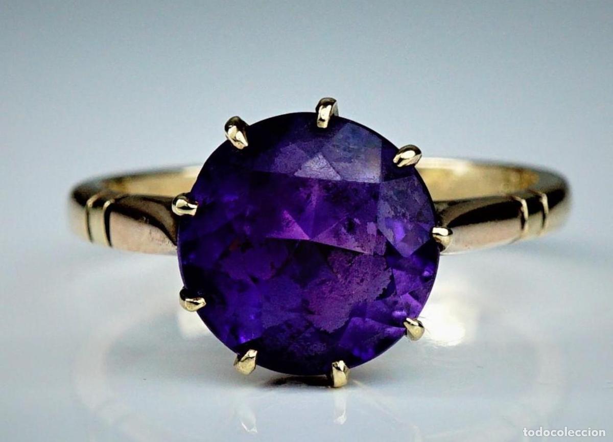 Joyeria: Anillo de compromiso vintage de oro con amatista - Foto 4