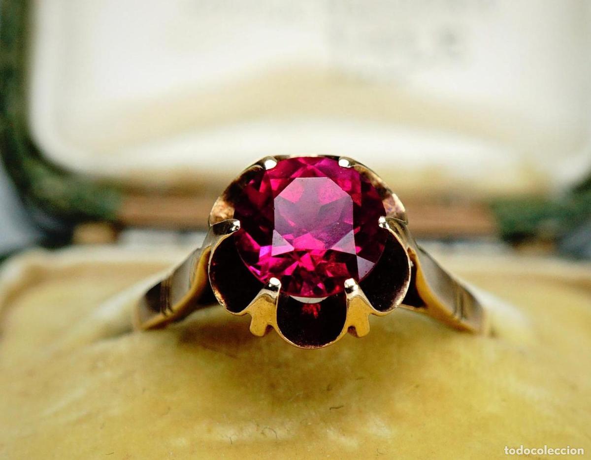 Joyeria: Anillo de compromiso vintage con rub&iacute; en oro rosa - Foto 2