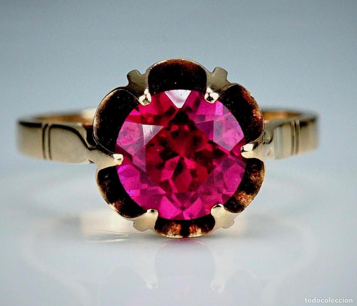 Joyeria: Anillo de compromiso vintage con rub&iacute; en oro rosa - Foto 9