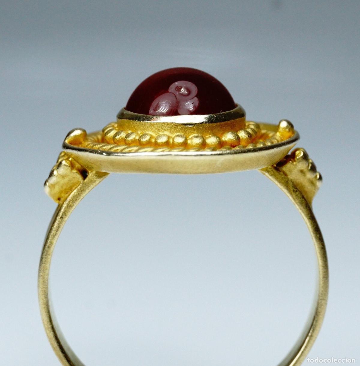 Joyeria: Anillo vintage de cornalina cabuj&oacute;n de oro - Foto 2