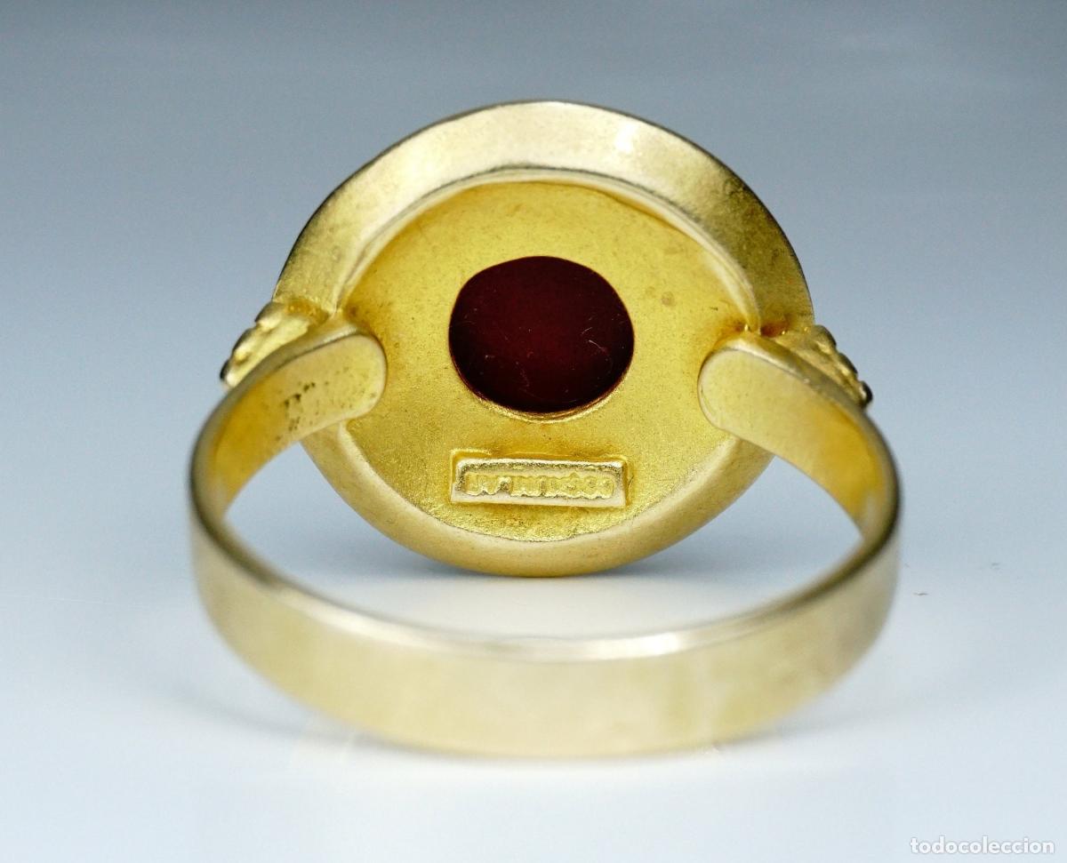 Joyeria: Anillo vintage de cornalina cabuj&oacute;n de oro - Foto 4