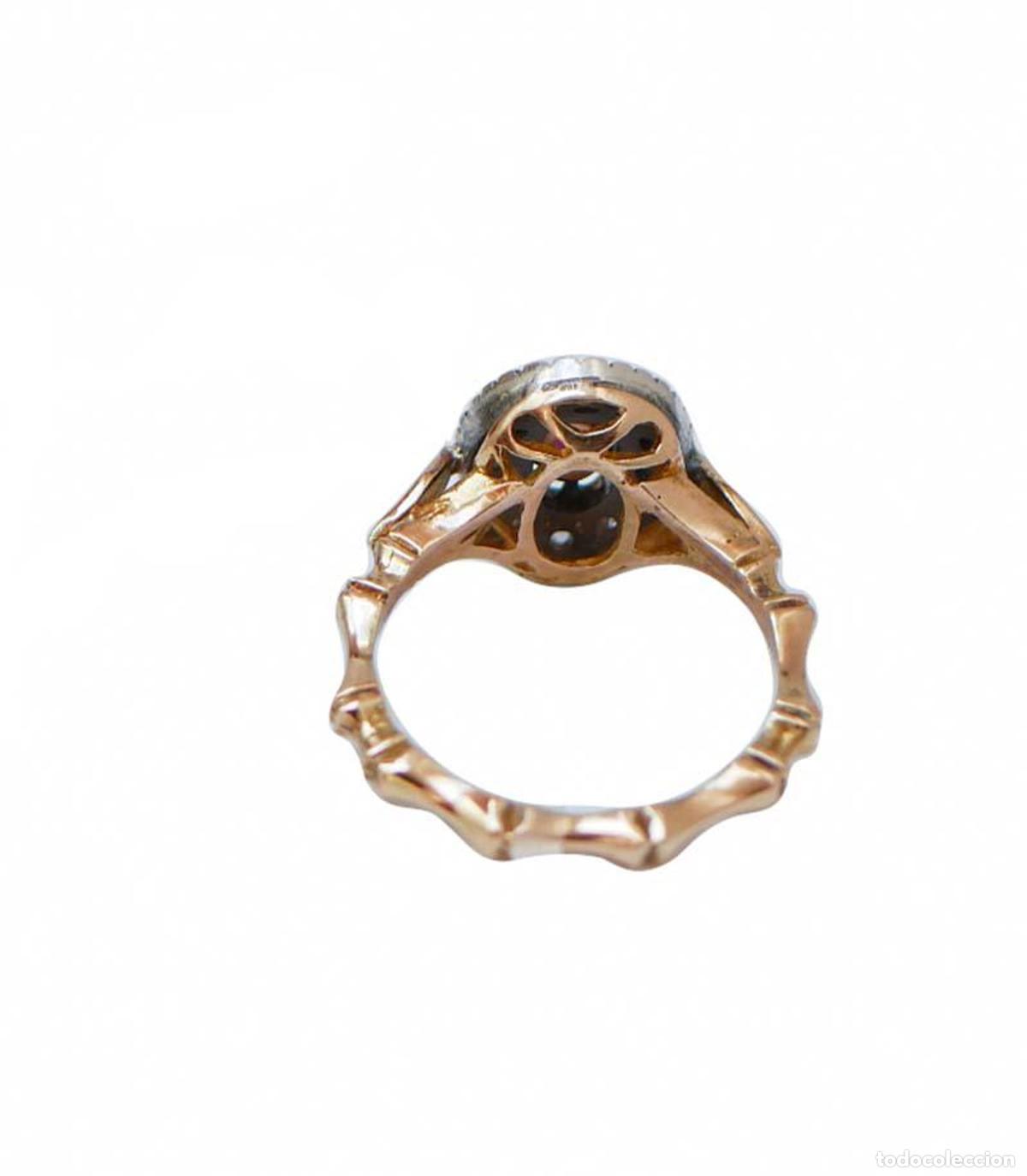 Joyeria: Anillo de rub&iacute;, diamantes, oro rosa y plata - Foto 3
