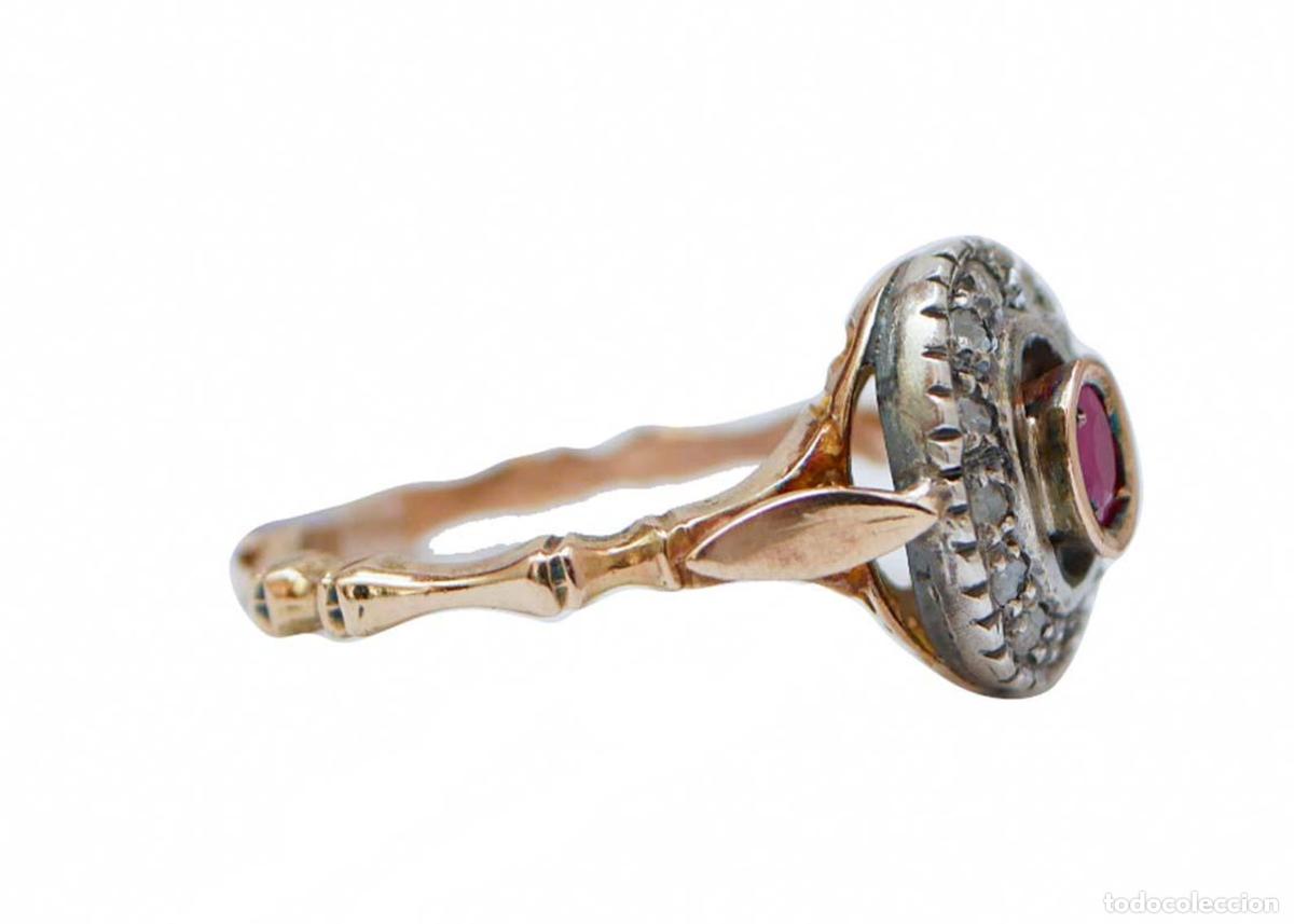 Joyeria: Anillo de rub&iacute;, diamantes, oro rosa y plata - Foto 5