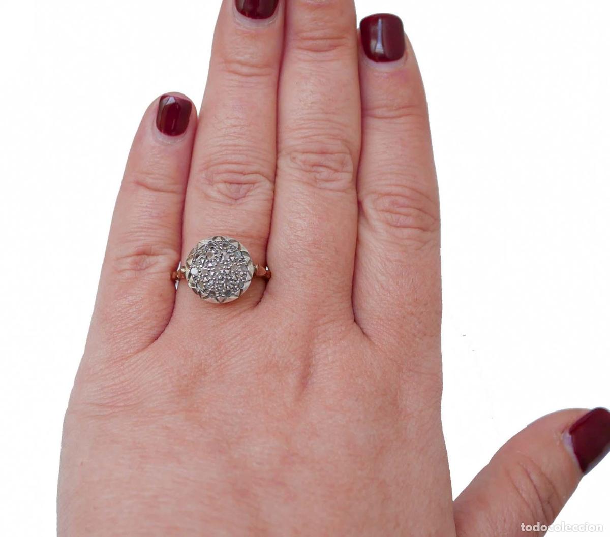 Joyeria: Anillo de diamantes, oro rosa y plata - Foto 4