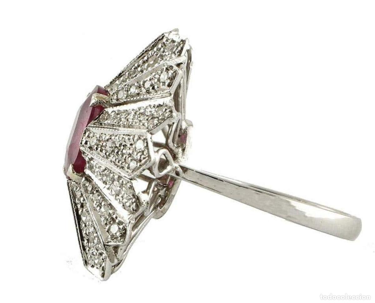 Joyeria: Anillo de oro, diamante y rub&iacute; con c&uacute;pula - Foto 4