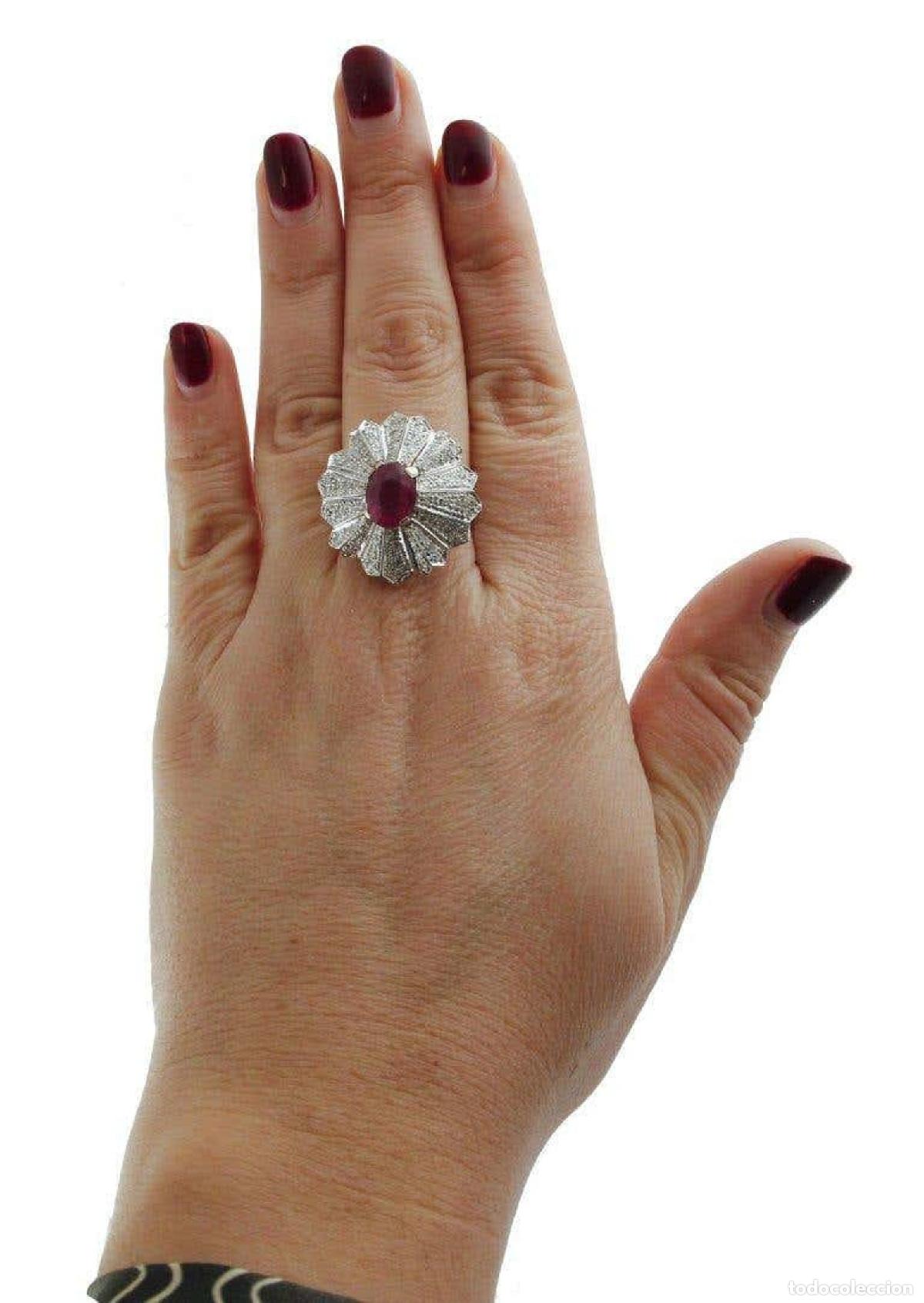 Joyeria: Anillo de oro, diamante y rub&iacute; con c&uacute;pula - Foto 6