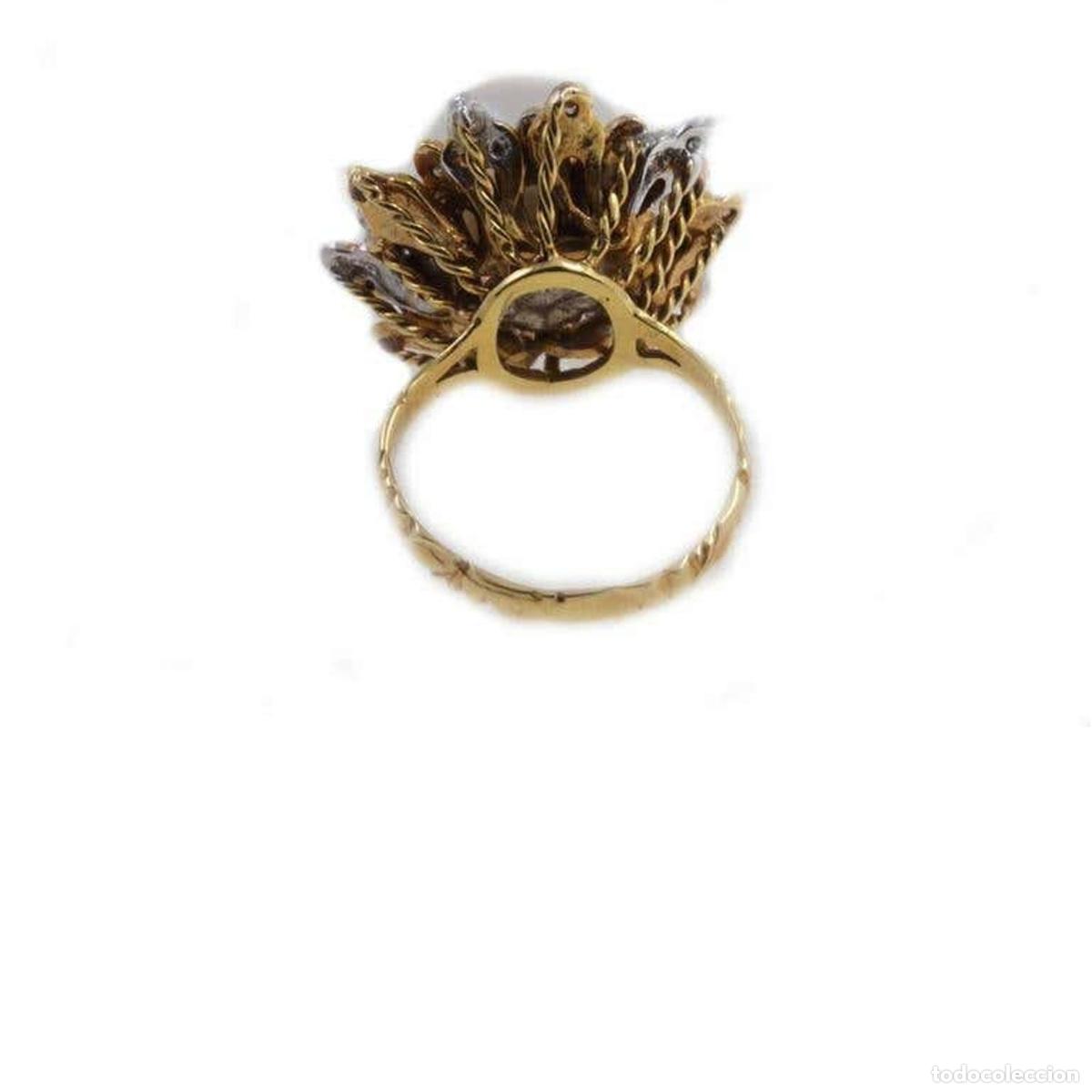 Joyeria: Anillo de oro amarillo y oro blanco con perla y diamantes - Foto 5