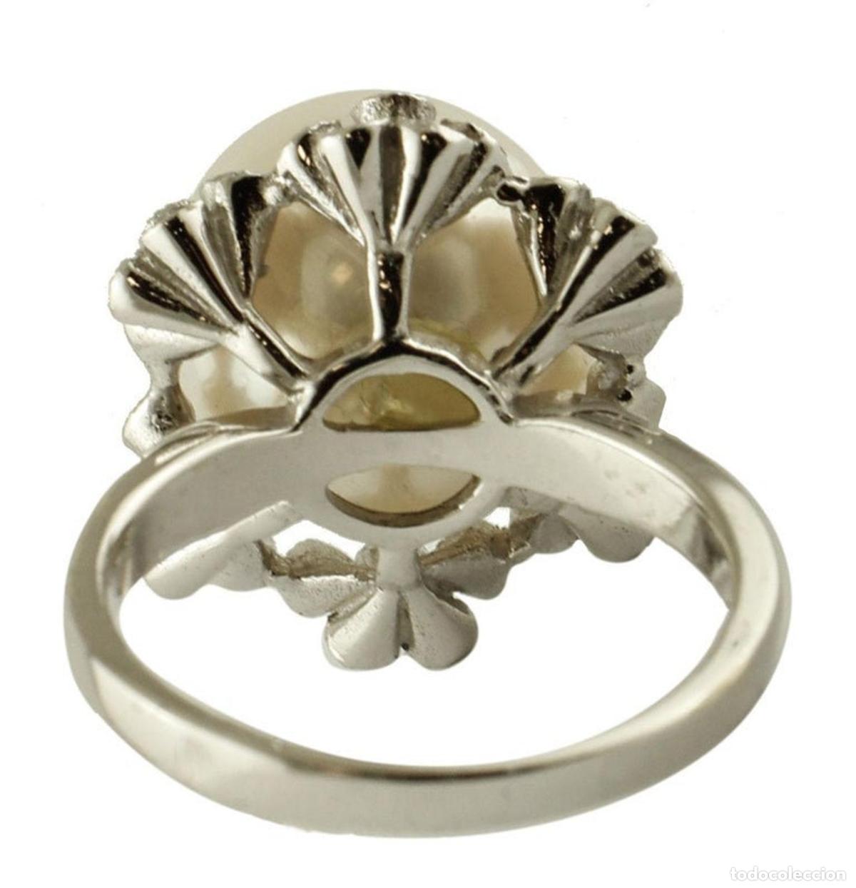 Joyeria: Anillo de oro blanco con perla de los mares del Sur y diamantes - Foto 3
