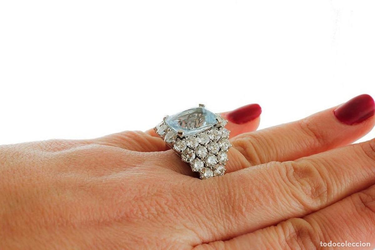 Joyeria: Anillo de aguamarina de y diamantes - Foto 2