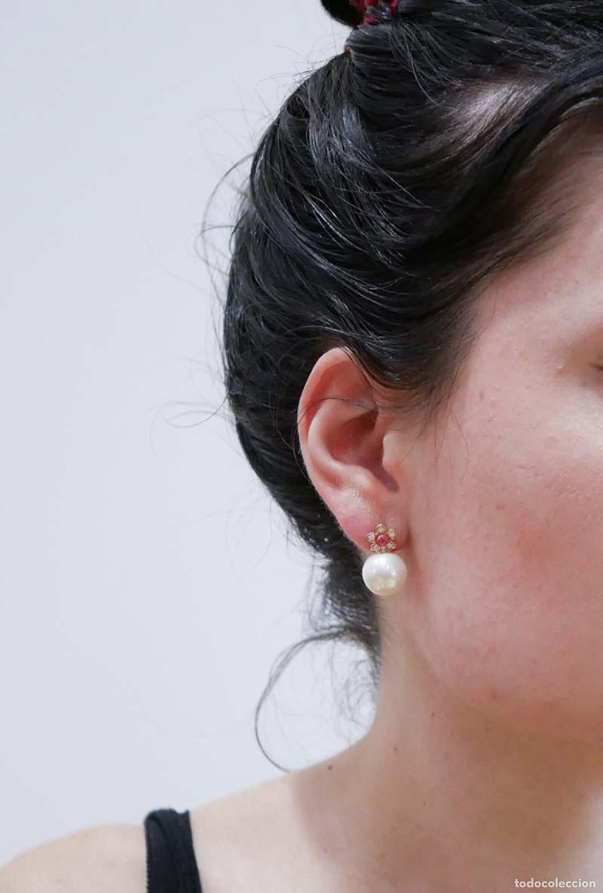 Joyeria: Pendientes de perlas, rub&iacute;es, diamantes y oro rosa - Foto 2
