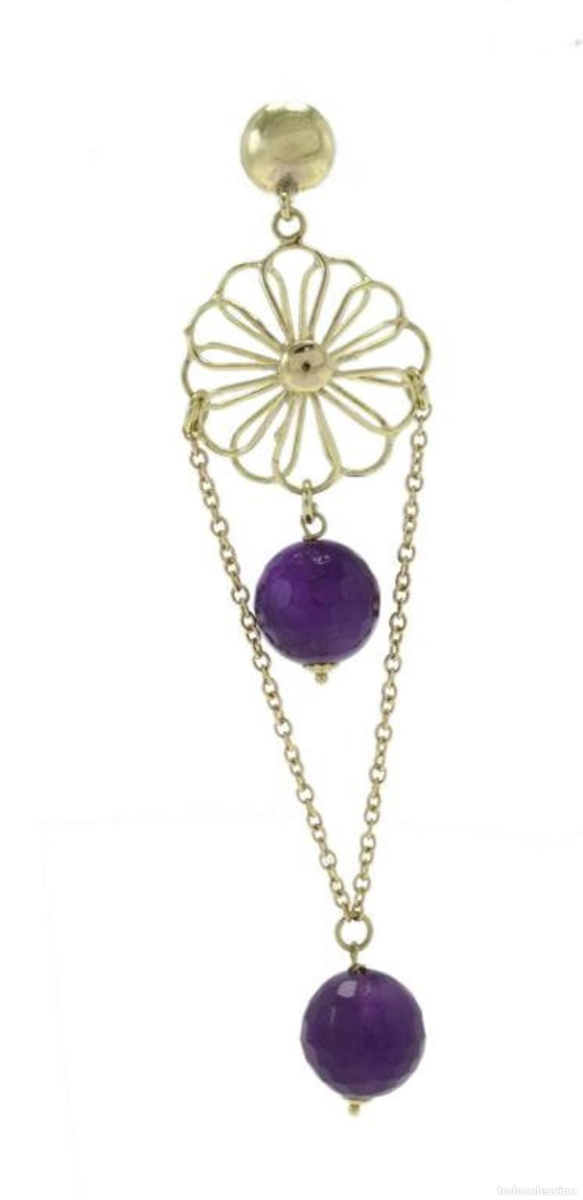 Joyeria: Pendientes de oro amarillo con amatista - Foto 3