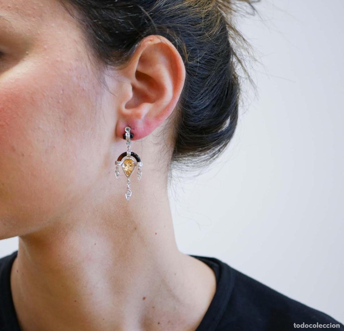 Joyeria: Pendientes de topacio, diamantes, &oacute;nix y platino - Foto 4