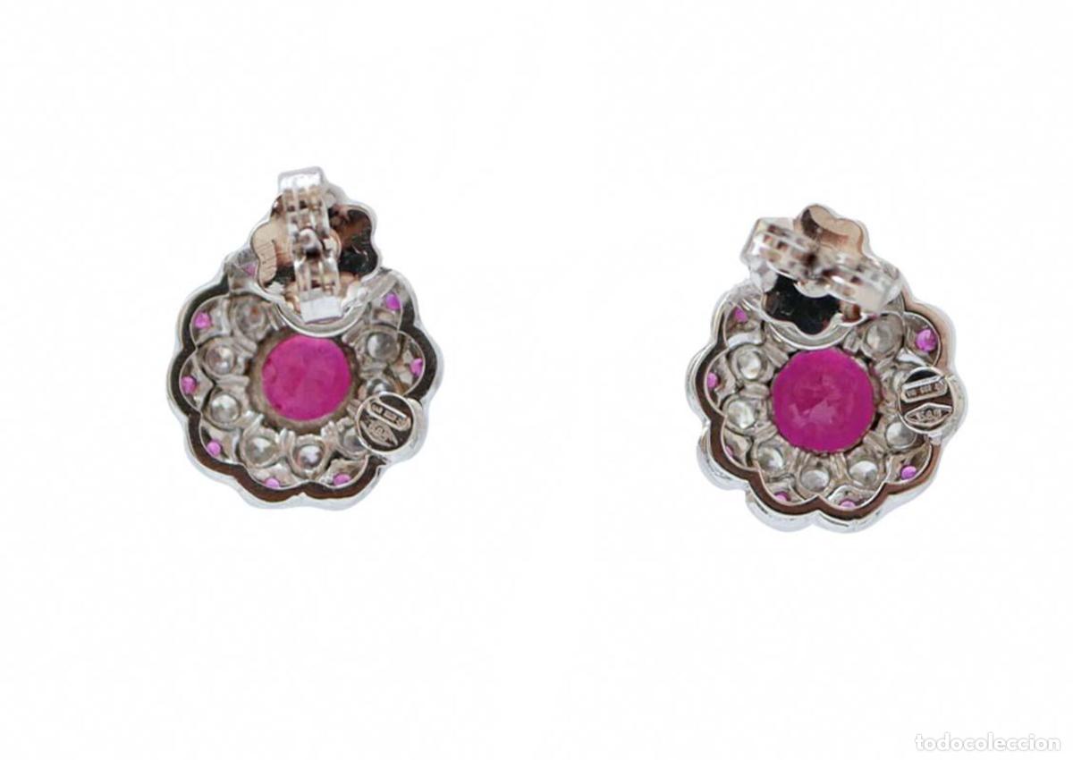 Joyeria: Pendientes de rub&iacute;es, diamantes y oro blanco - Foto 4