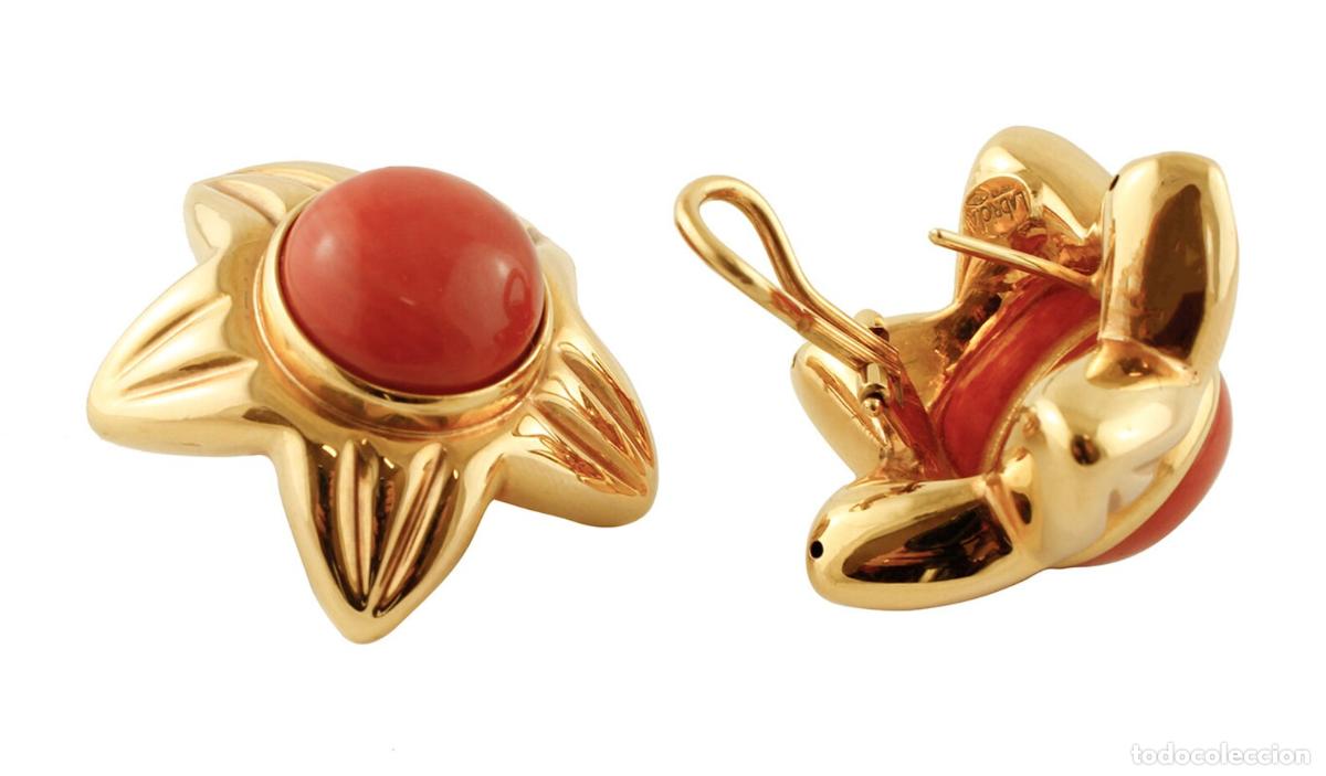 Joyeria: Pendientes Estrella, Oro Amarillo 18k y Coral - Foto 4
