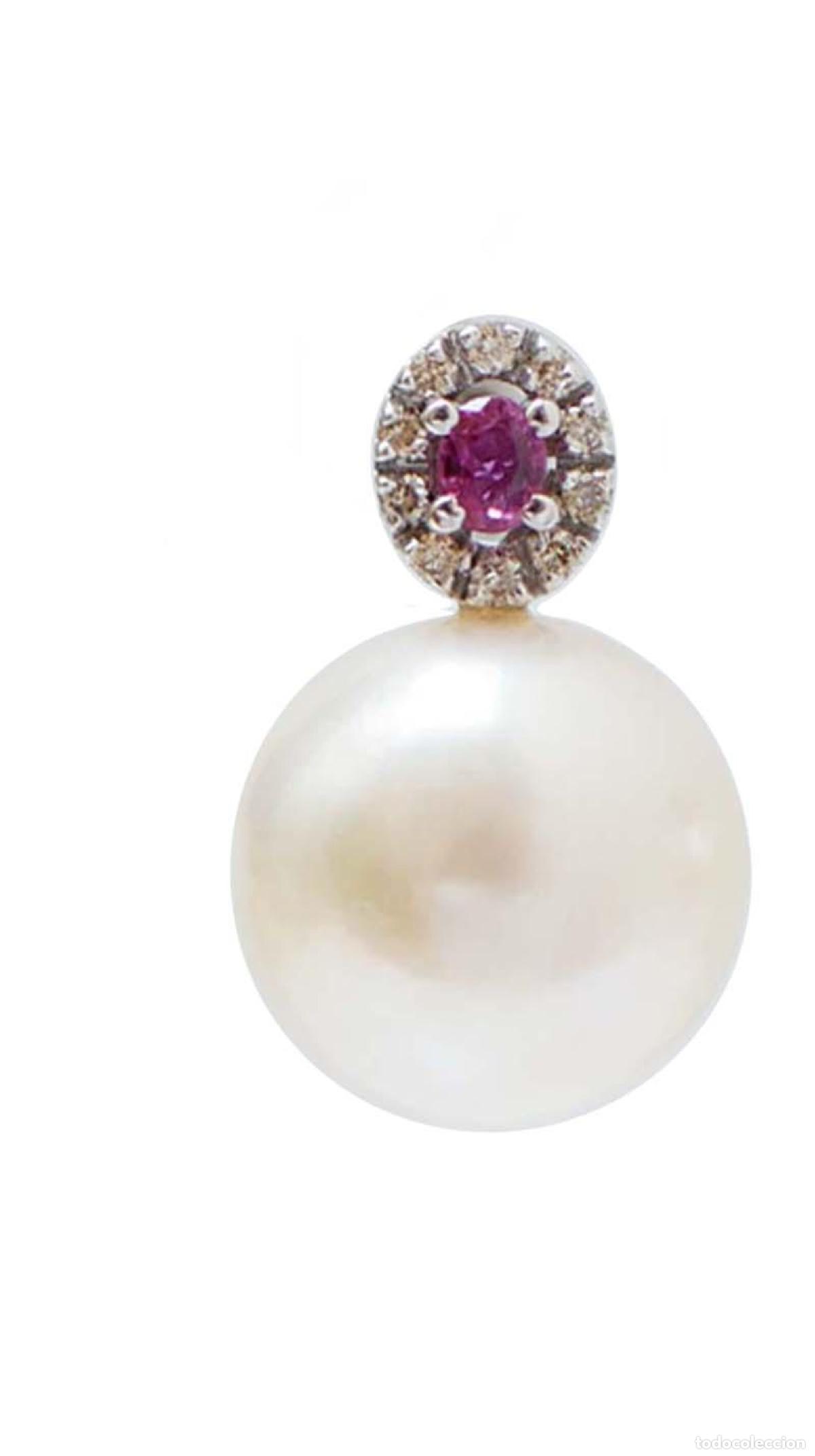 Joyeria: Pendientes de perlas, rub&iacute;es, diamantes y oro blanco - Foto 5