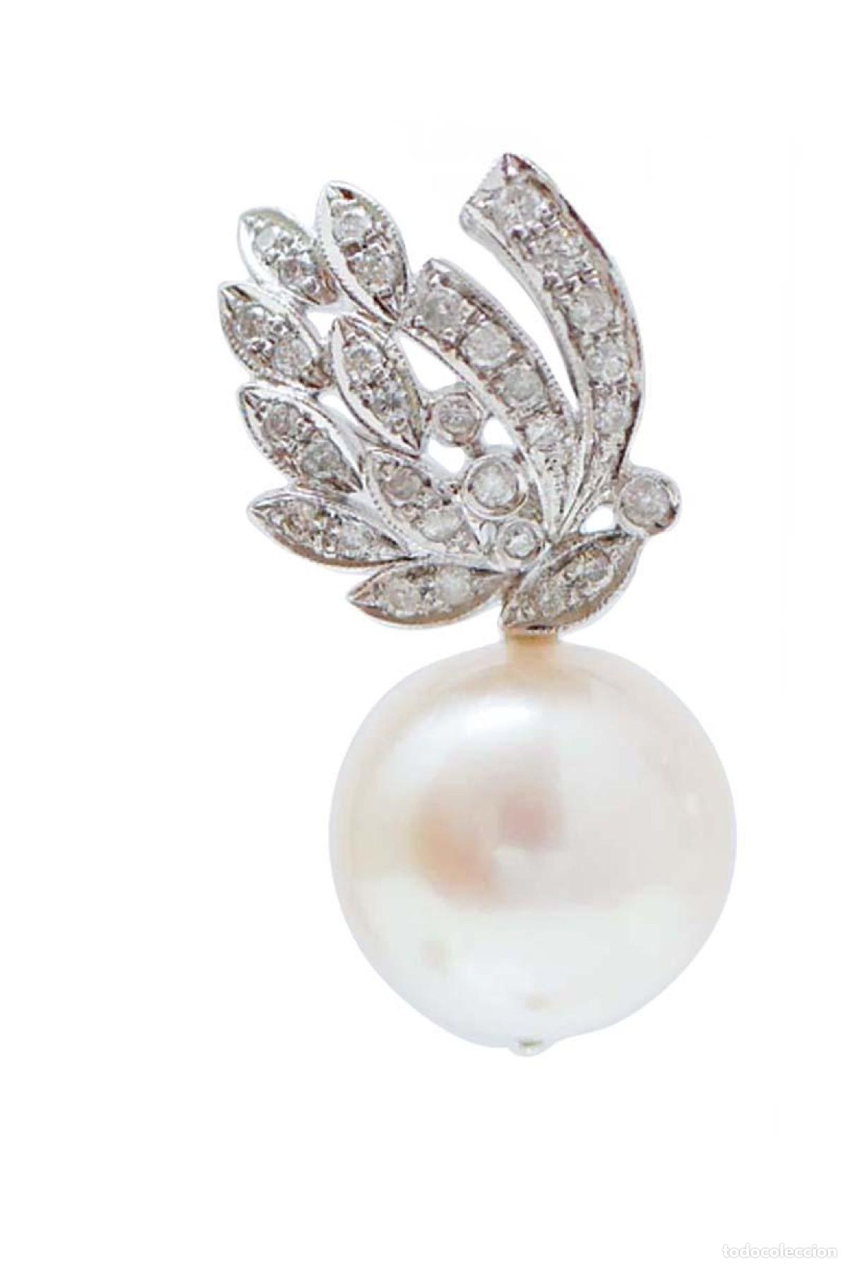 Joyeria: Pendientes de perlas, diamantes y platino - Foto 3