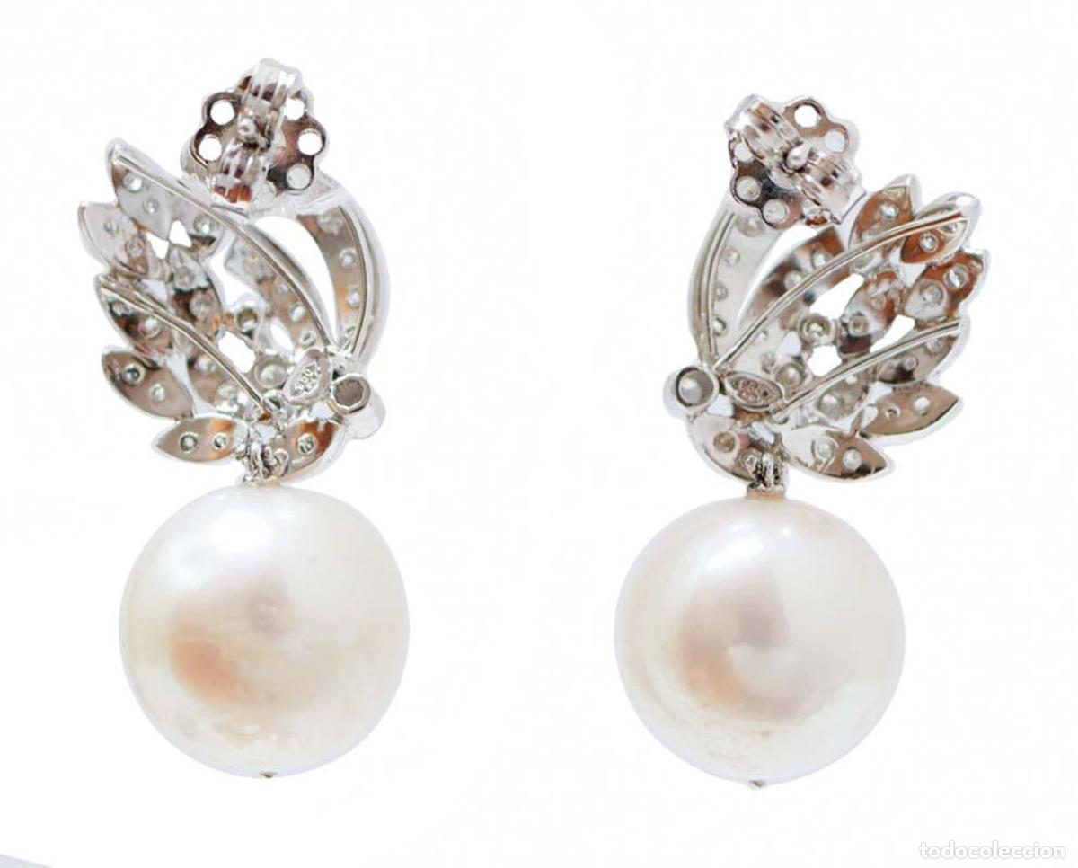 Joyeria: Pendientes de perlas, diamantes y platino - Foto 4