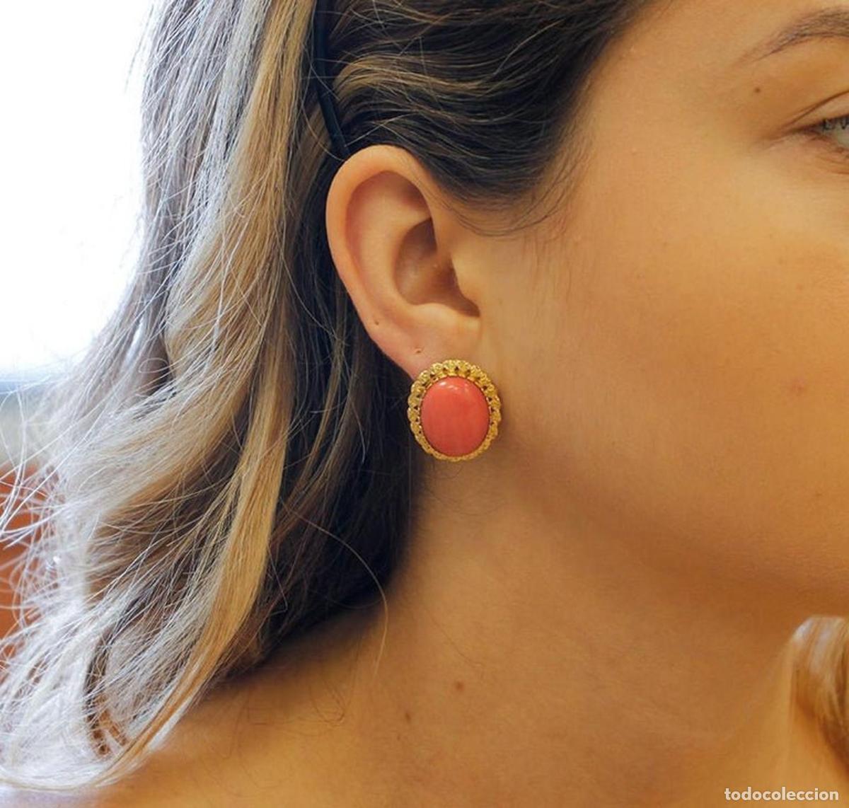 Joyeria: Pendientes de oro amarillo de 18 quilates y coral - Foto 3
