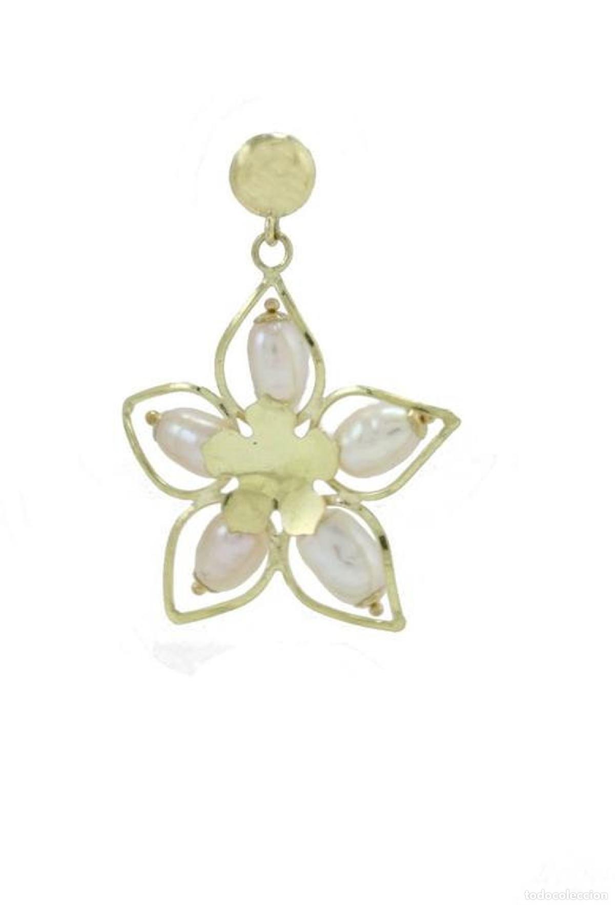 Joyeria: Pendientes colgantes de perla dorada - Foto 4