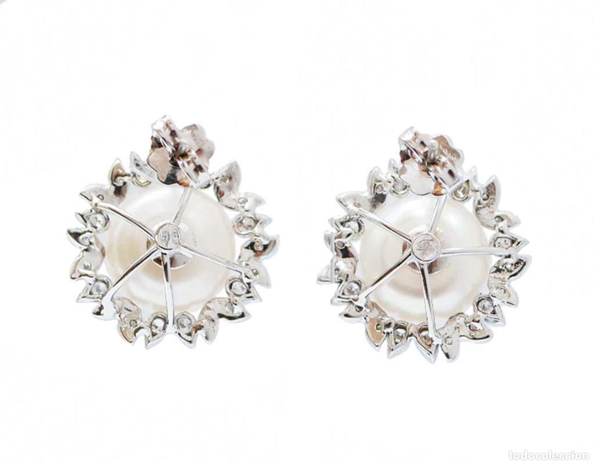 Joyeria: Pendientes de perlas blancas, diamantes y oro blanco - Foto 2