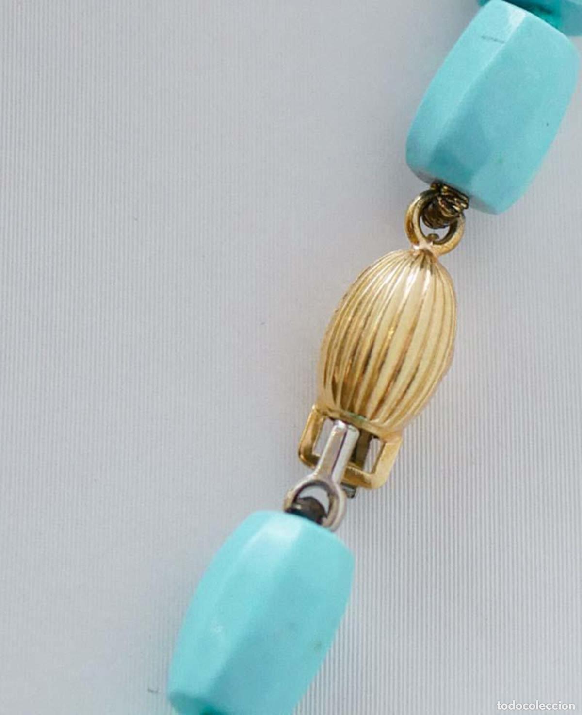 Joyeria: Collar de turquesa, perlas y oro amarillo de 18 quilates - Foto 3