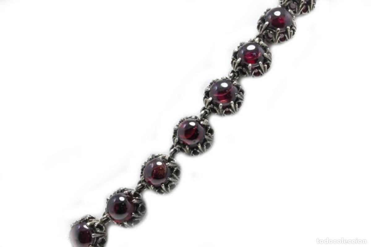 Joyeria: Collar de eslabones de oro rosa y plata con granates - Foto 3