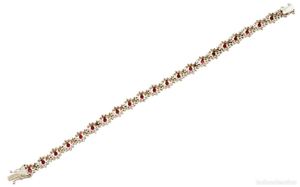Joyeria: Pulsera de eslabones de oro blanco con diamantes y rub&iacute;es - Foto 3