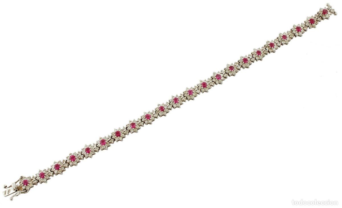 Joyeria: Pulsera de eslabones de oro blanco con diamantes y rub&iacute;es - Foto 4