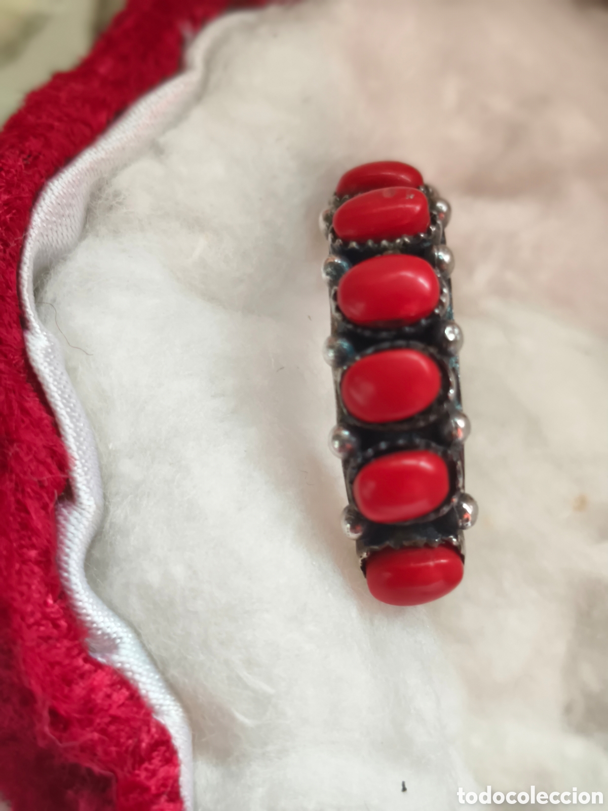 Gioielleria: ANILLO CORAL ROJO MEDIA ETERNIDAD PLATA 925 Y CORAL ROJO