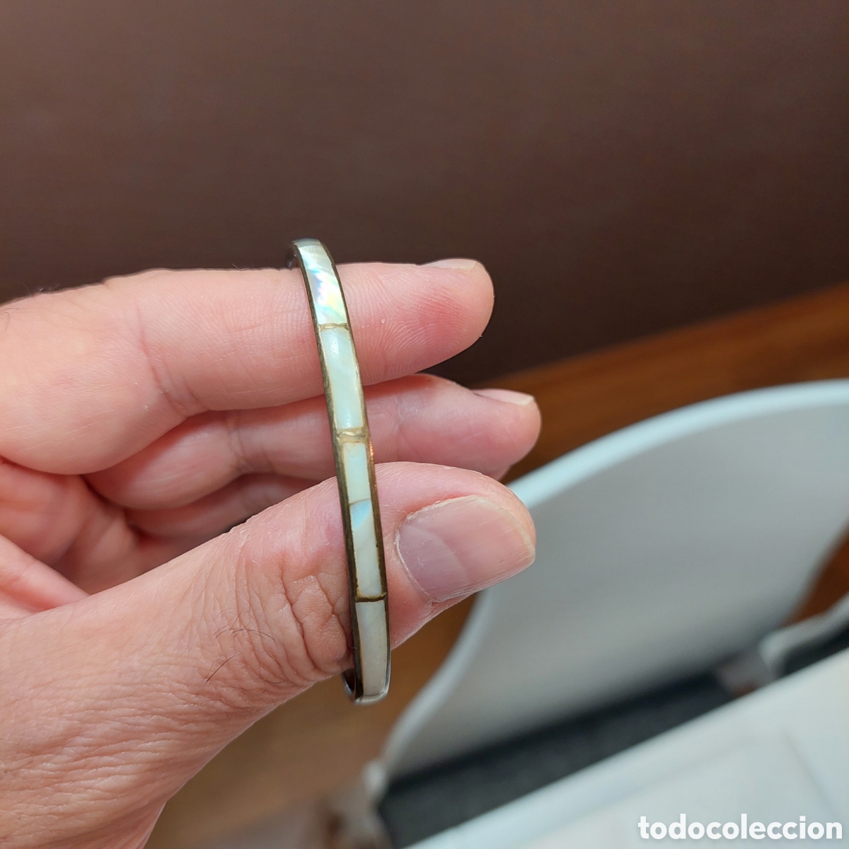 Joyeria: Brazalete dorado y nacar. - Foto 3