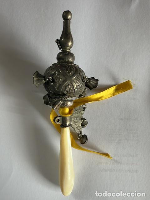 Joyeria: ANTIGUO SONAJERO CON SILBATO DE PLATA - Foto 2