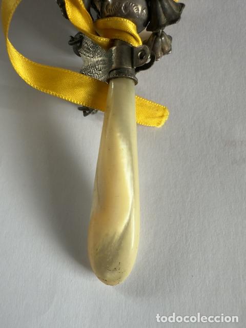 Joyeria: ANTIGUO SONAJERO CON SILBATO DE PLATA - Foto 4