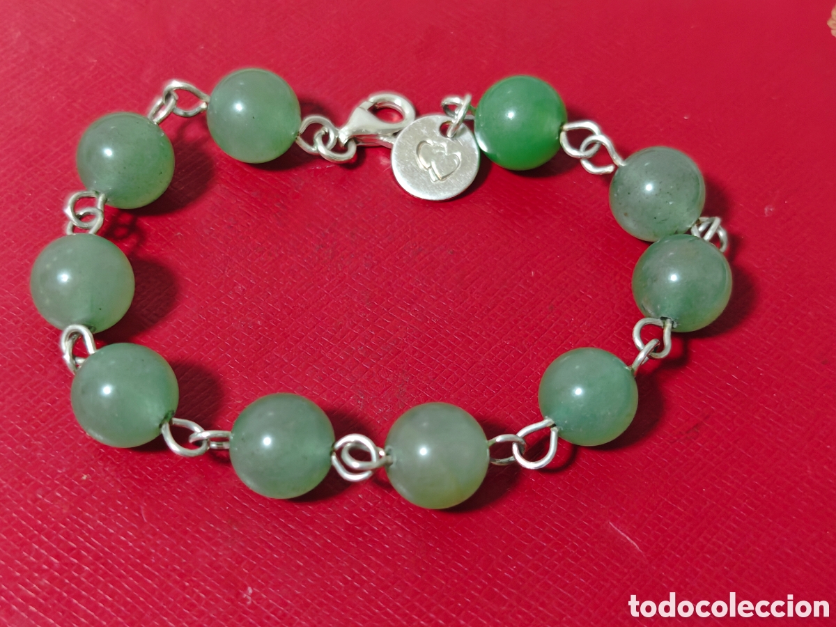 Joyeria: Pulsera en plata de ley y piedras Jade - Foto 1