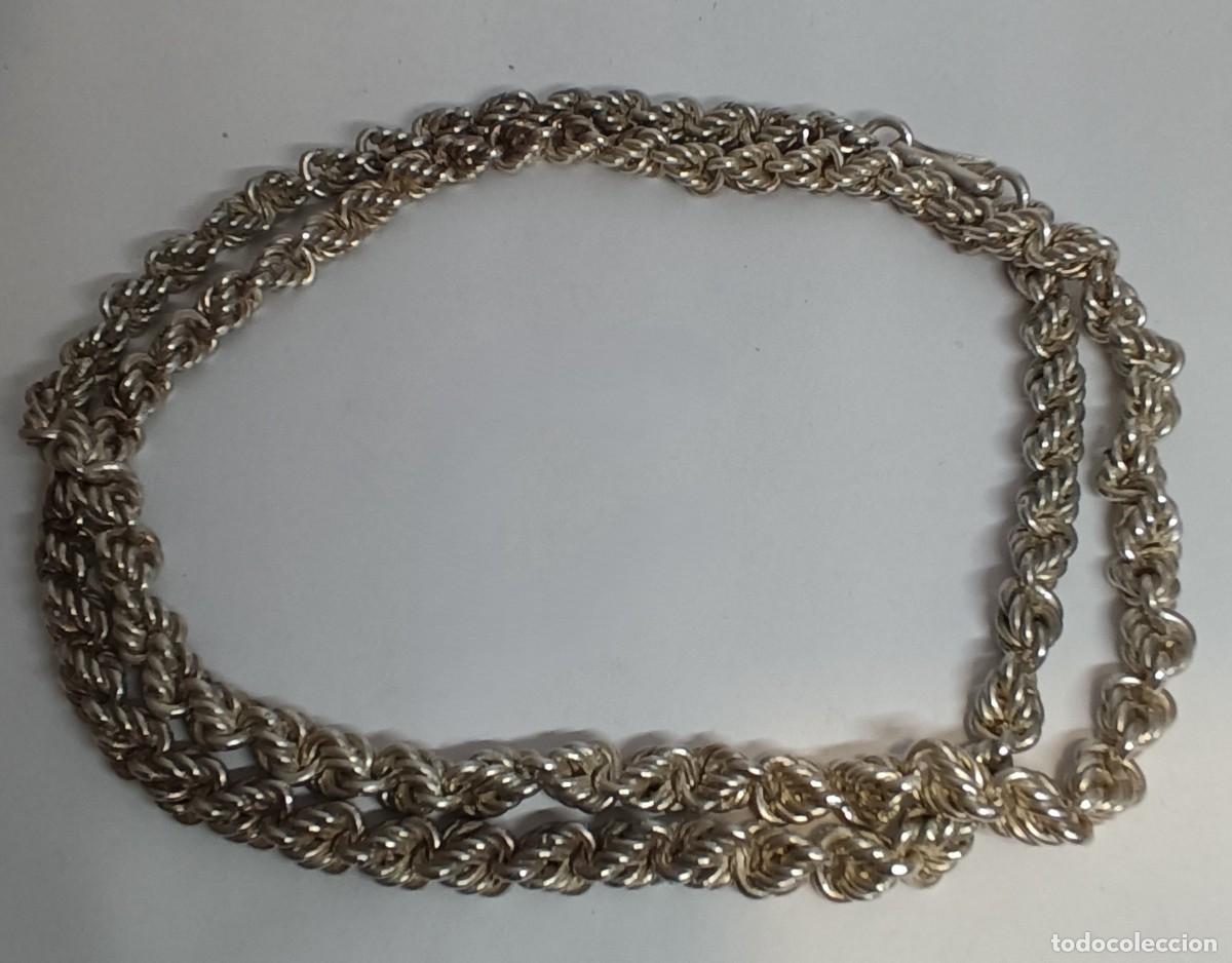 Joyeria: COLLAR CORD&Oacute;N DE PLATA ANTIGUA 72 cm - Foto 2