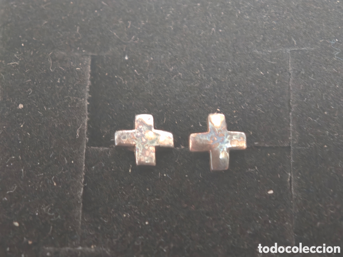 Joyeria: Pendientes peque&ntilde;os en plata de ley Cruz - Foto 2