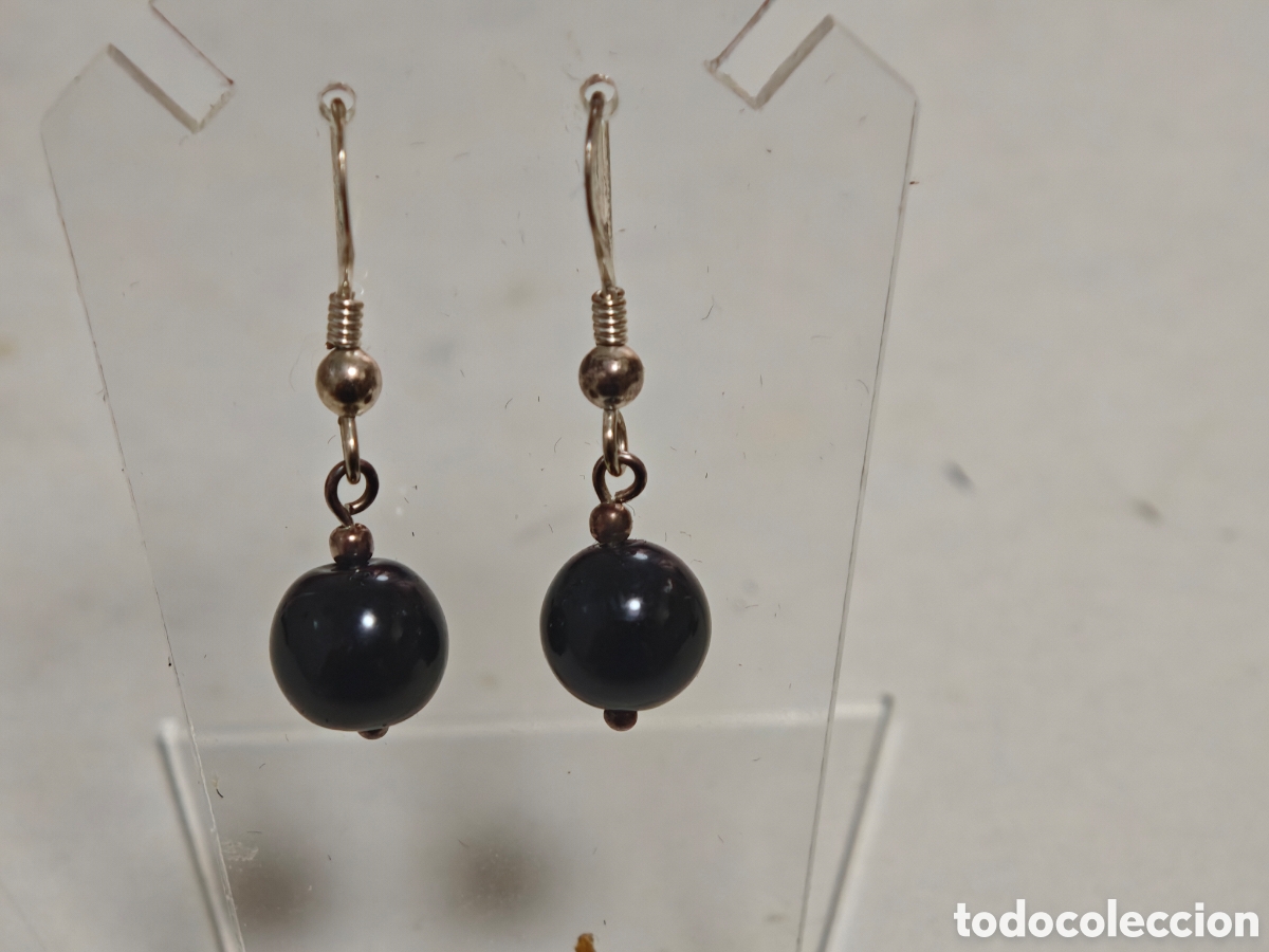 Joyeria: Bonitos pendientes en plata de ley con piedra onix - Foto 1