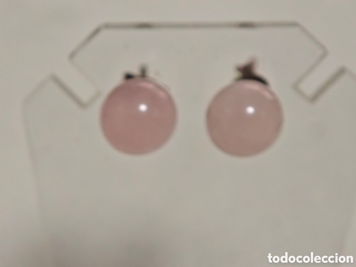 Joyeria: Pendientes en plata de ley y piedra cuarzo rosa - Foto 3