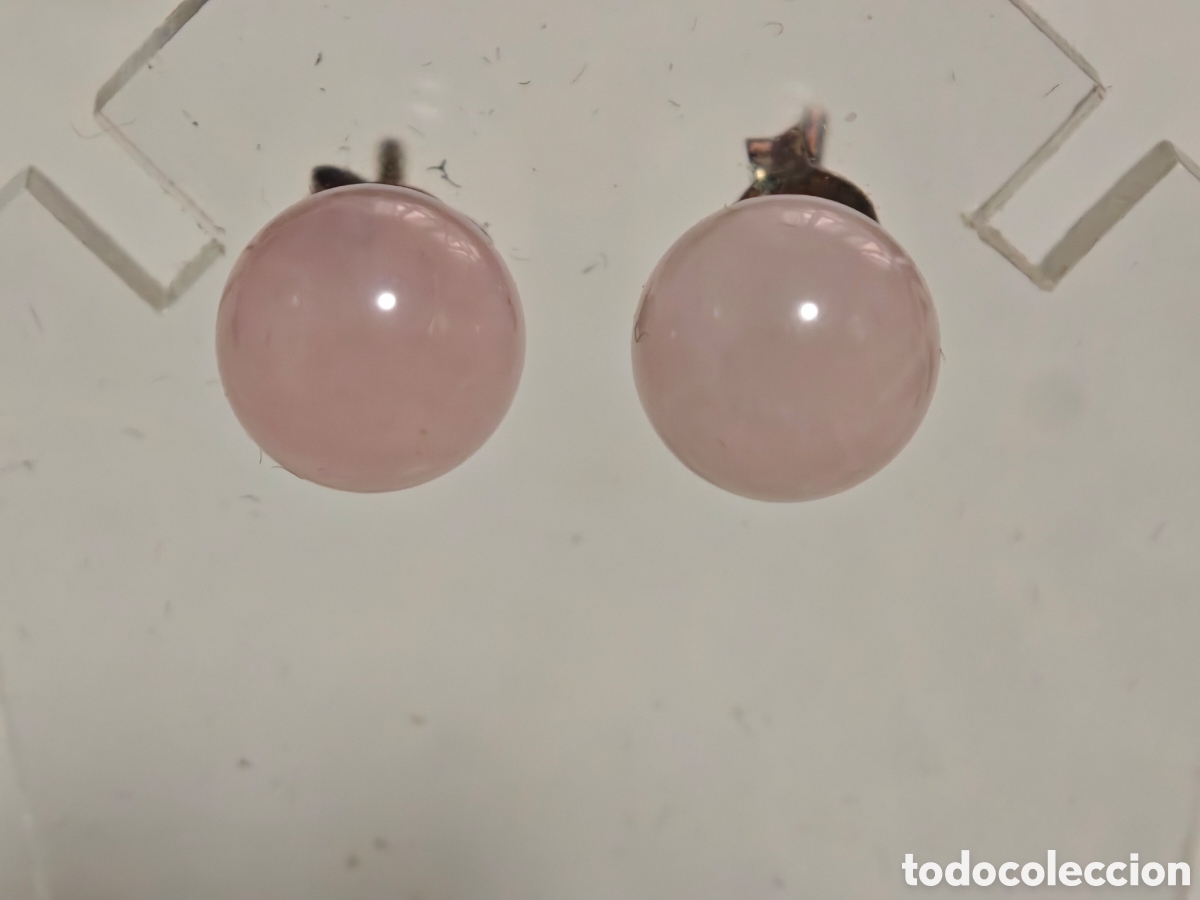 Joyeria: Pendientes en plata de ley y piedra cuarzo rosa - Foto 4