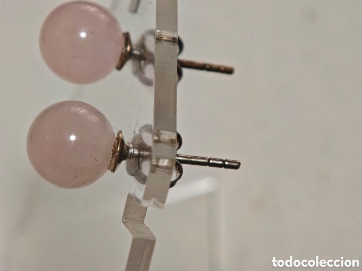 Joyeria: Pendientes en plata de ley y piedra cuarzo rosa - Foto 5