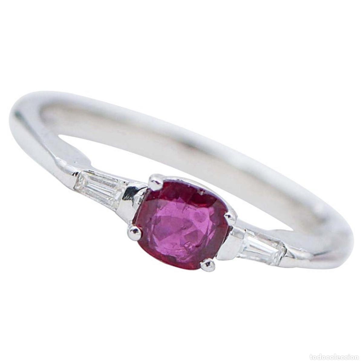 Joyeria: Anillo de oro blanco con rub&iacute; y diamantes - Foto 1