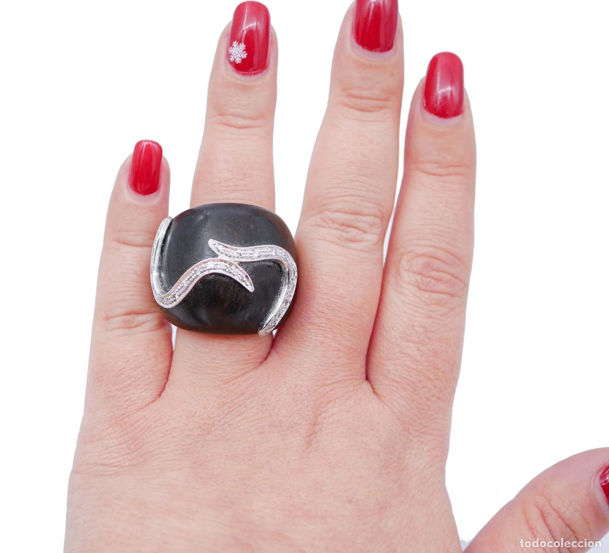 Joyeria: Anillo de oro blanco con &eacute;bano y diamantes - Foto 6