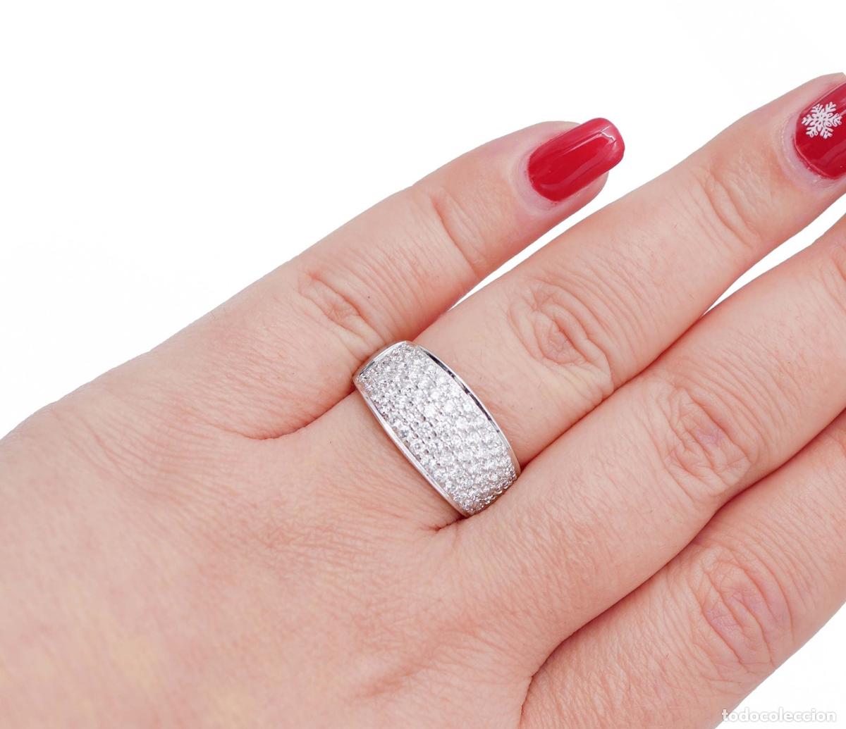 Joyeria: Anillo de oro blanco de 18 quilates con diamantes - Foto 6