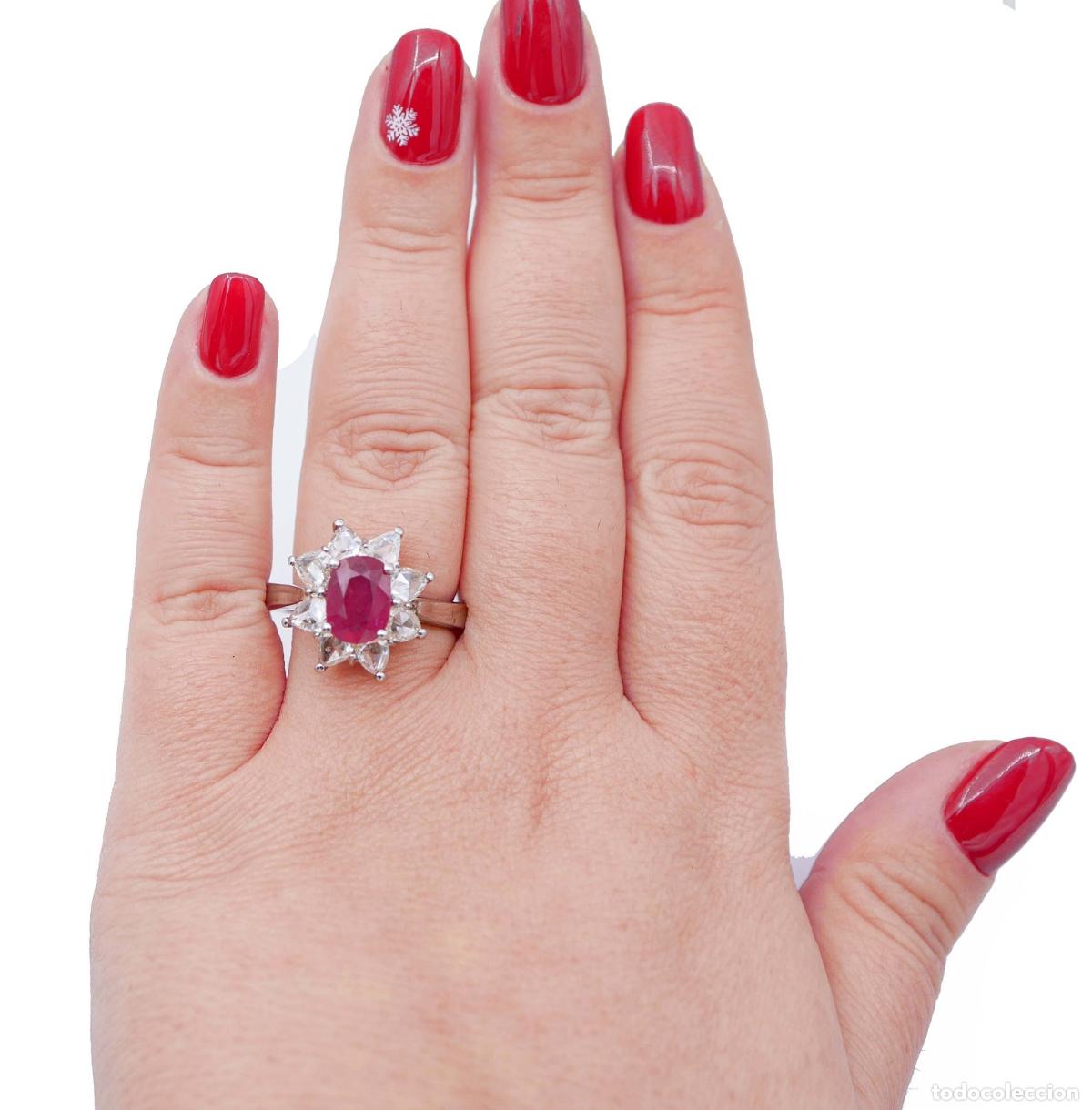 Joyeria: Anillo de rub&iacute;, diamantes y platino - Foto 6